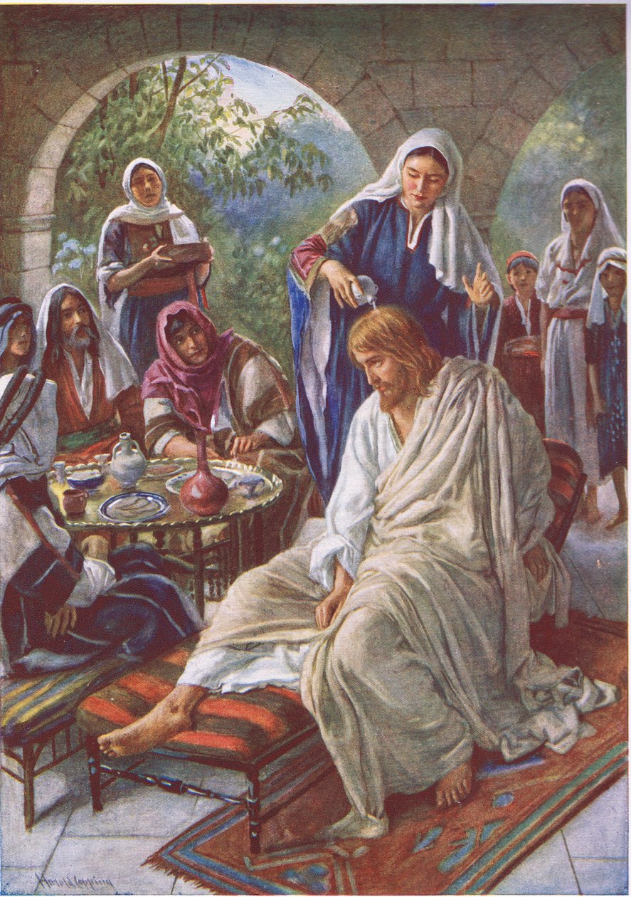 Maria amazing Jesus, ilustrace ze série Pictures That Teach The Crown Series, 1920 od Harold Copping