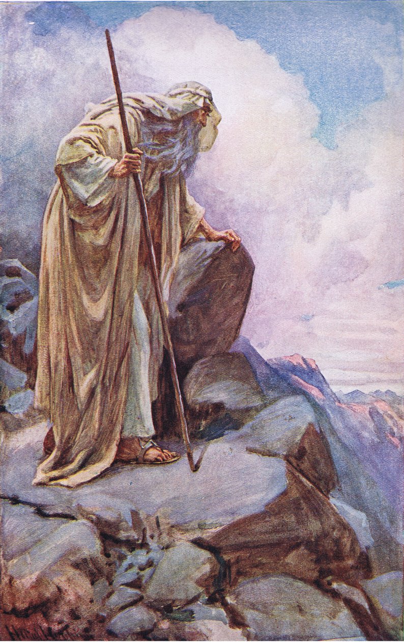 Moses of Pisgah, ilustrace z Pictures That Teach The Crown Series, 1920 od Harold Copping