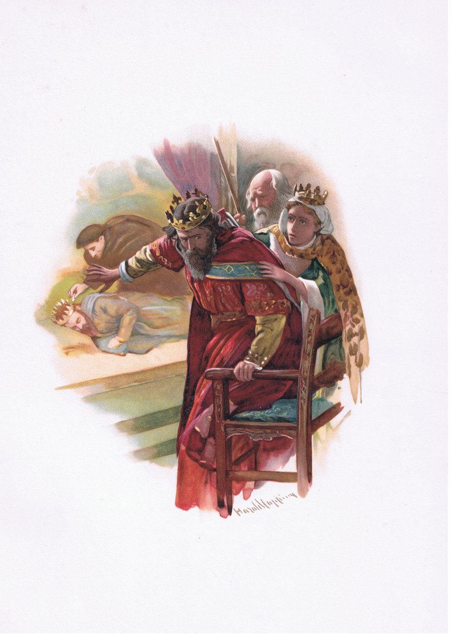 Královna Gertruda, ilustrace z Hamleta od Harold Copping