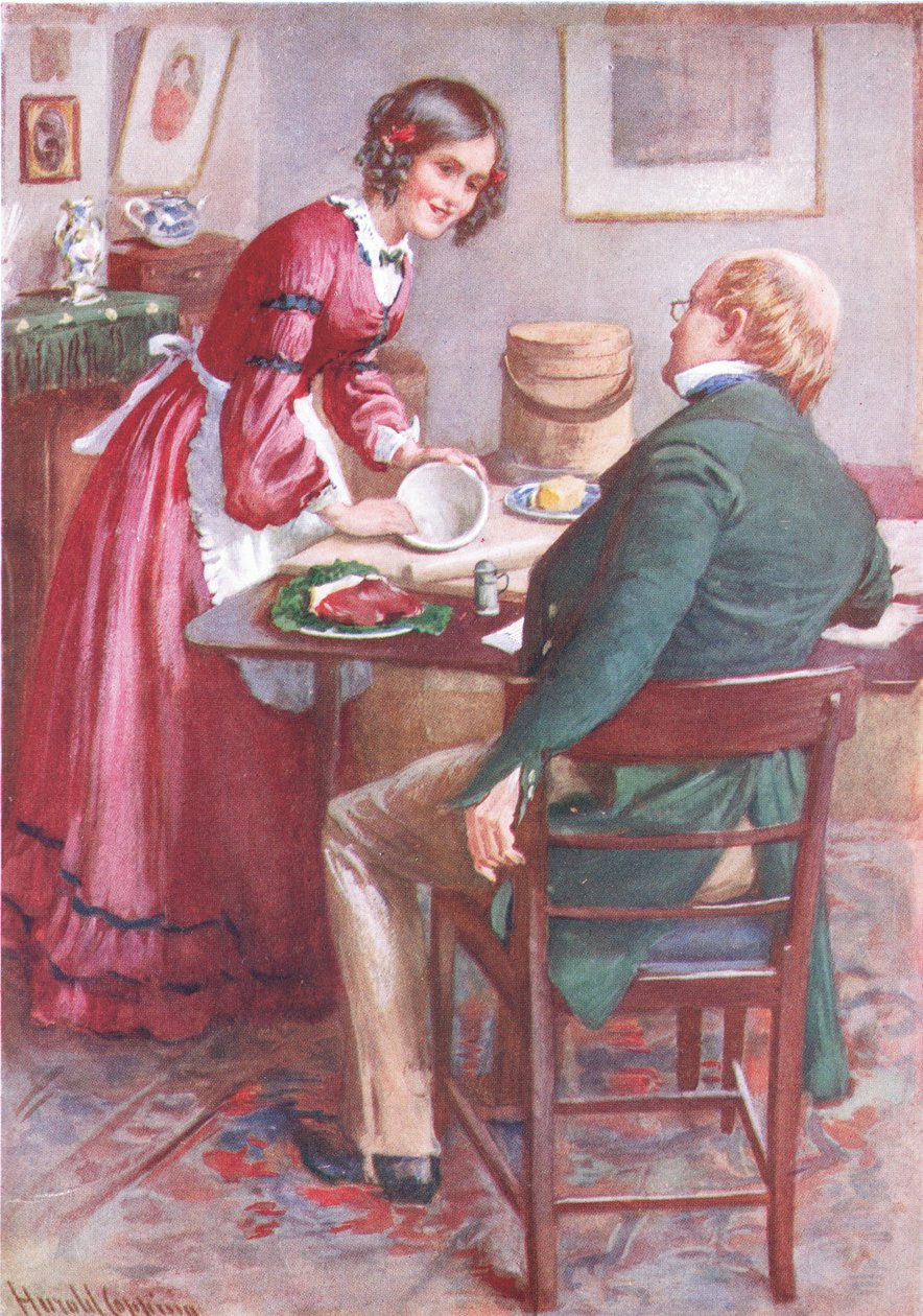 Ruth Pinch vyrábí pudink, ilustrace pro 