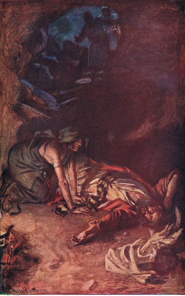 Saul a čarodějnice, ilustrace ze série Pictures That Teach The Crown Series, 1920 od Harold Copping