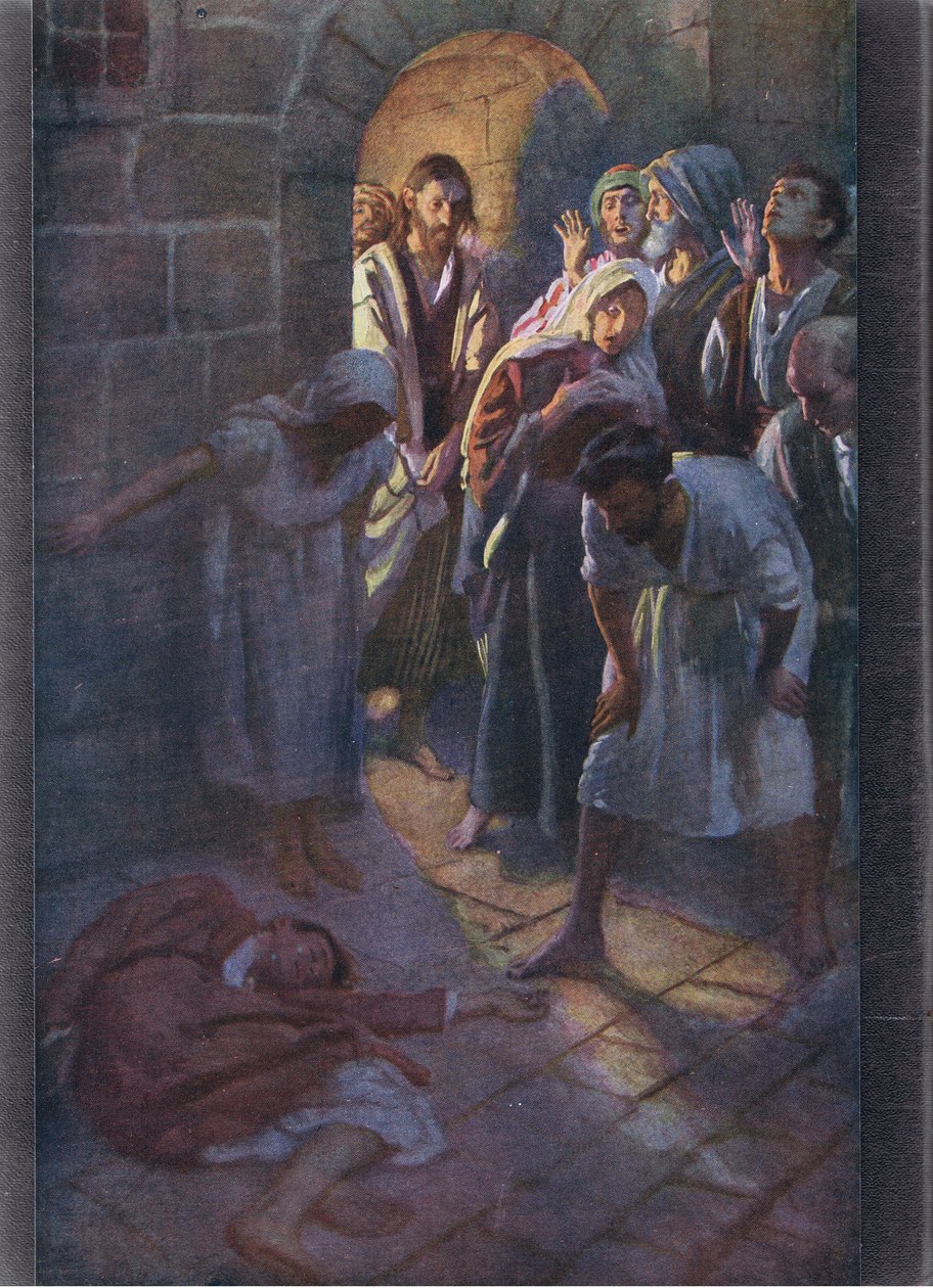Pád Eutycha, ilustrace z Harold Copping Pictures: The Crown Series, kolem 20. let 20. století od Harold Copping