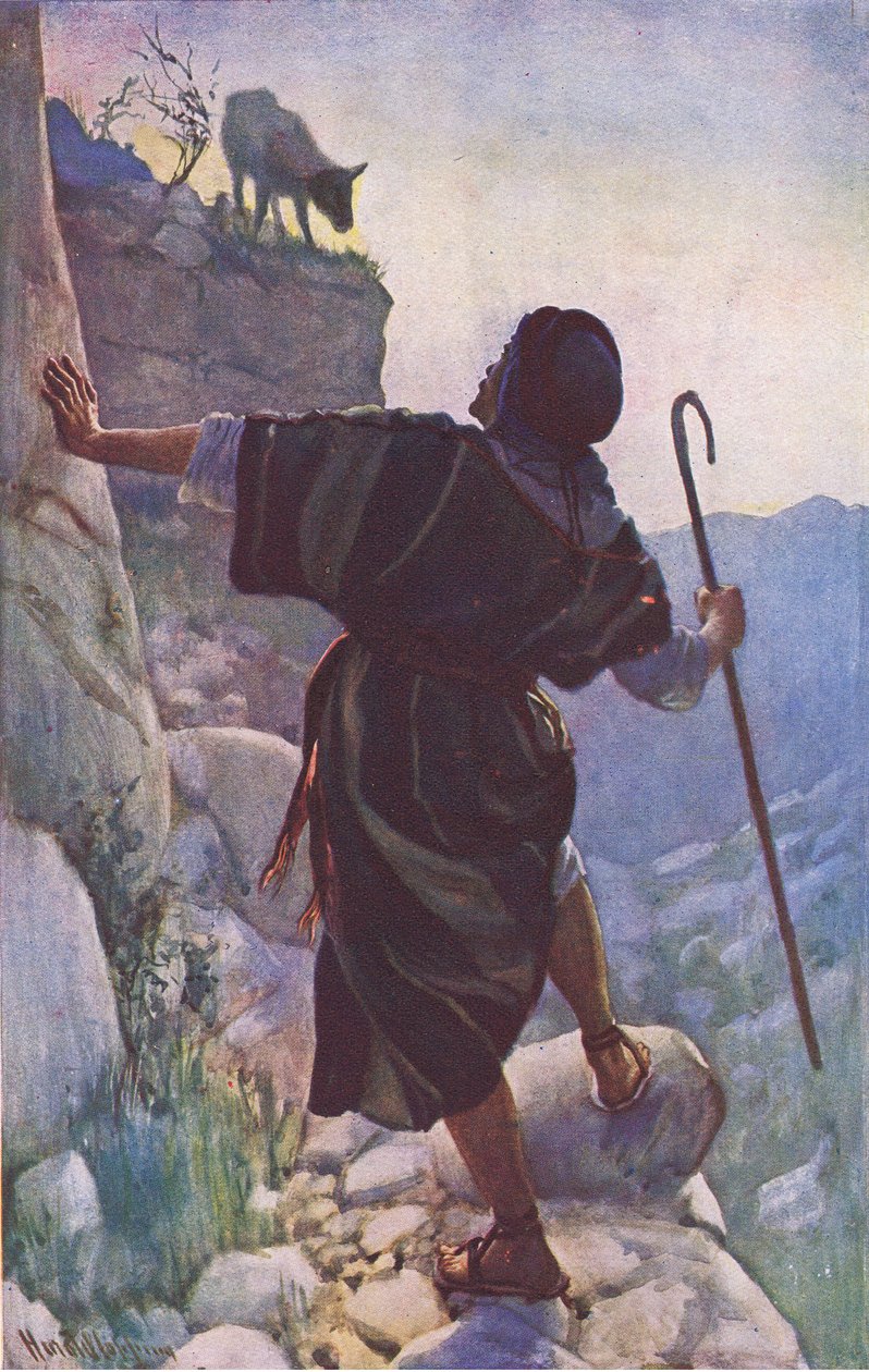 Ztracená ovce, ilustrace z Harold Copping Pictures: The Crown Series, c.1920 od Harold Copping