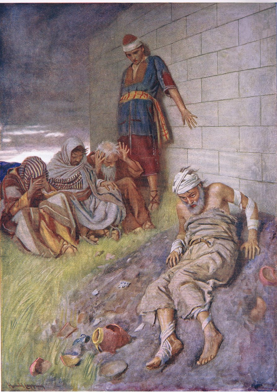 The trpělivost of Job, ilustrace ze série Pictures That Teach The Crown Series, 1920 od Harold Copping