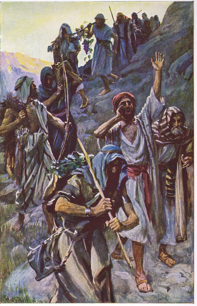 Návrat špiónů, ilustrace z cyklu Obrázky, které učí korunu , 1920 od Harold Copping