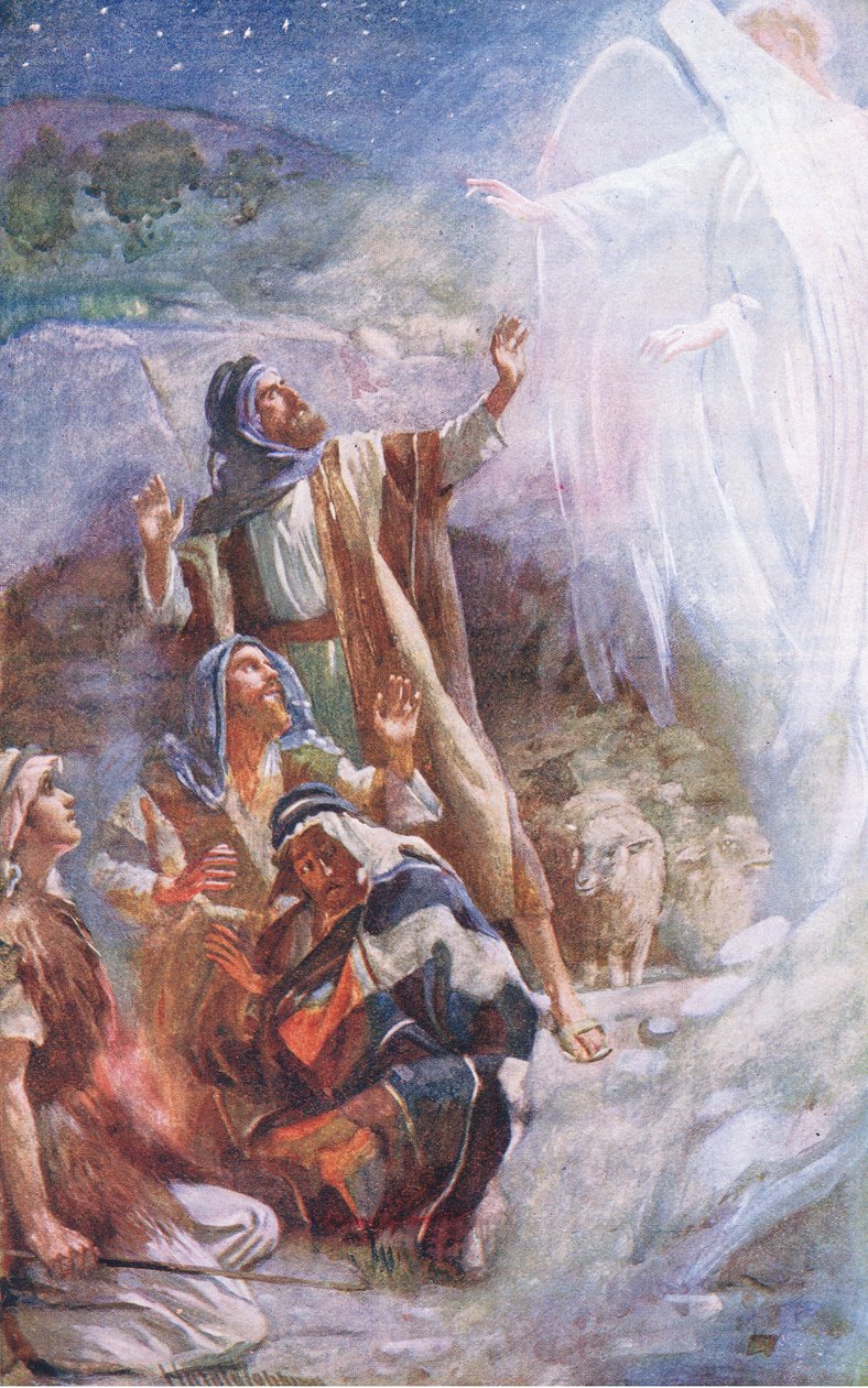 The Shepherds of Bethlehem, ilustrace z Harold Copping Pictures: The Crown Series, cca 20. léta 20. století od Harold Copping