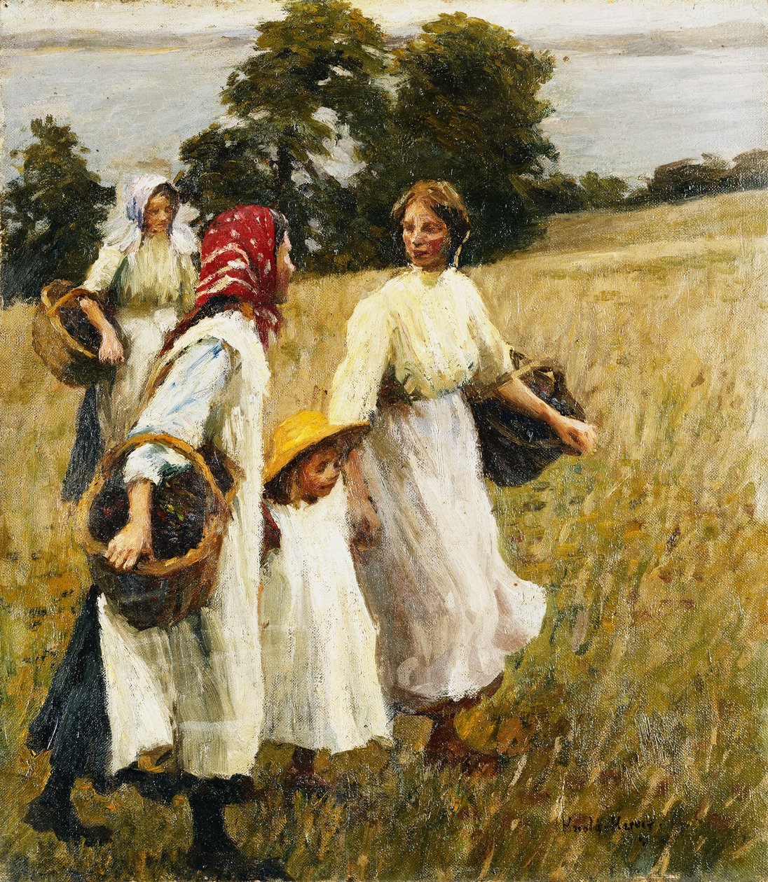 The Blackberry Harvest, cca 1908 (olej na plátně) od Harold Harvey