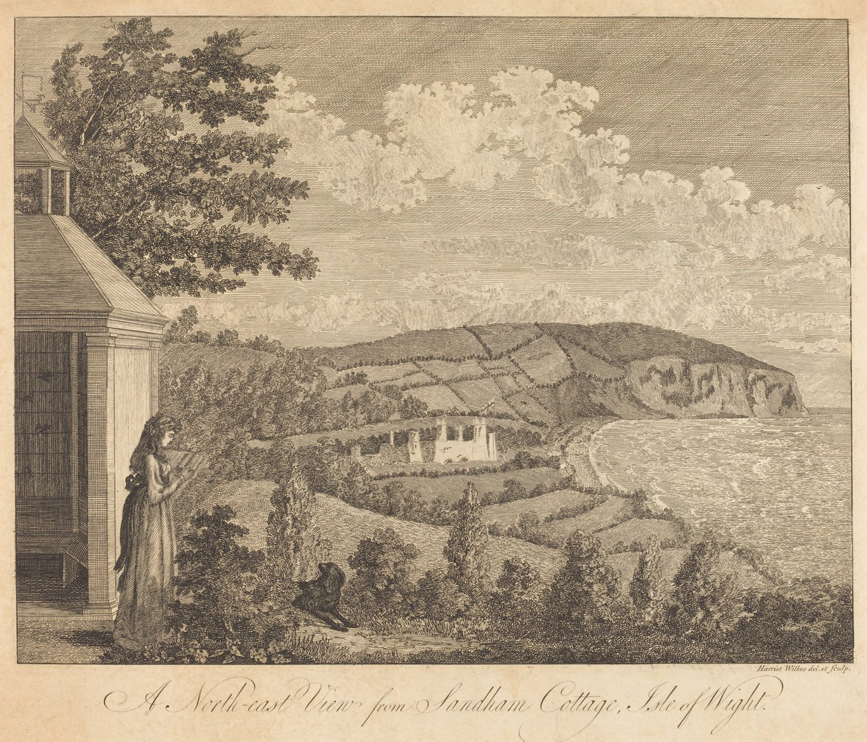 Severovýchodní pohled z Sandham Cottage, Isle of Wight od Harriet Wilkes