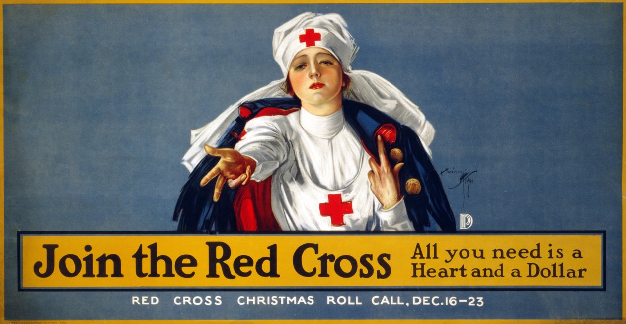 WWI Christmas Fundraising kampaň Připojte se k Červenému kříži - Vše, co potřebujete, je srdce a dolar, hospoda. c.1914-18 od Harrison Fisher