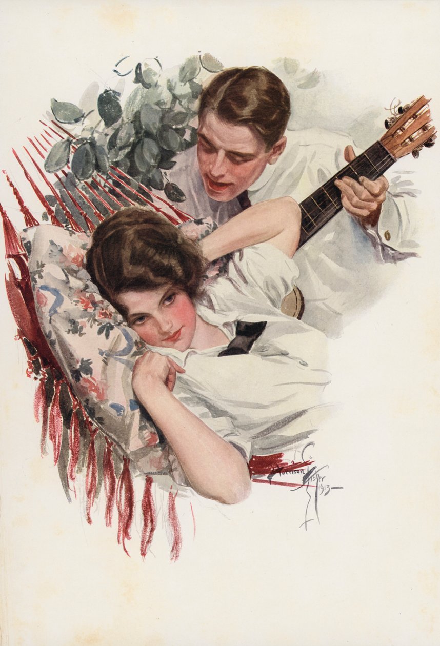 Idyla (barevná litografie) od Harrison Fisher