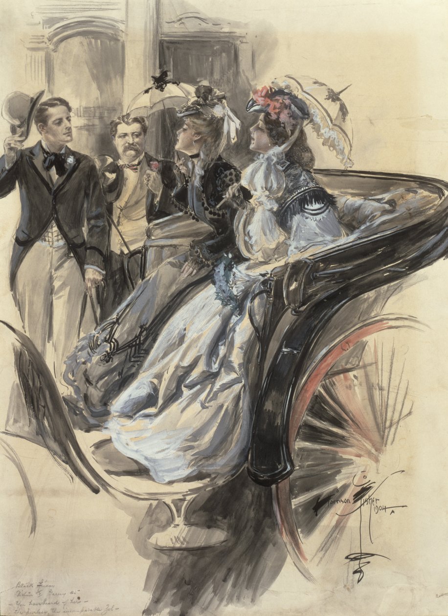 Jízda kočárem, 1904 (wc, kvaš a tužka na kartonu) od Harrison Fisher
