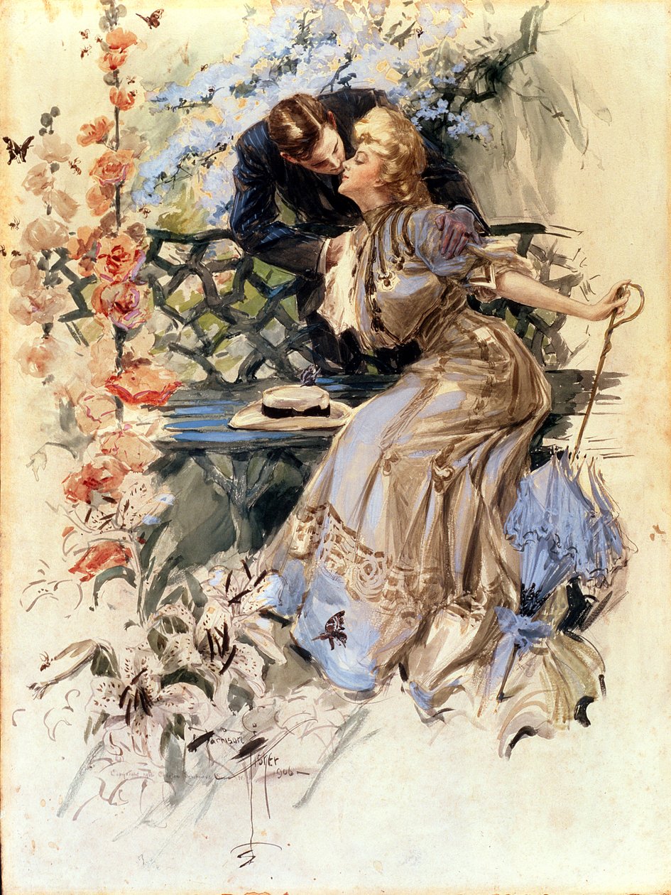 Zásnubní dny, 1906 (wc na papíře) od Harrison Fisher