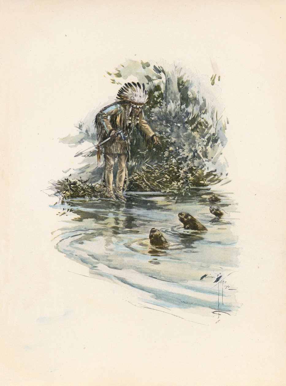 Longfellowova Píseň o Hiawathovi (barevná litografie) od Harrison Fisher