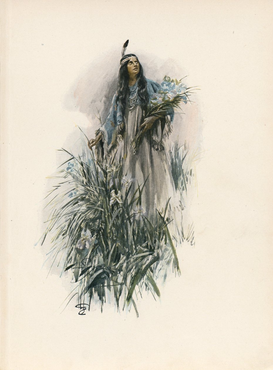 Longfellowova Píseň o Hiawathovi (barevná litografie) od Harrison Fisher