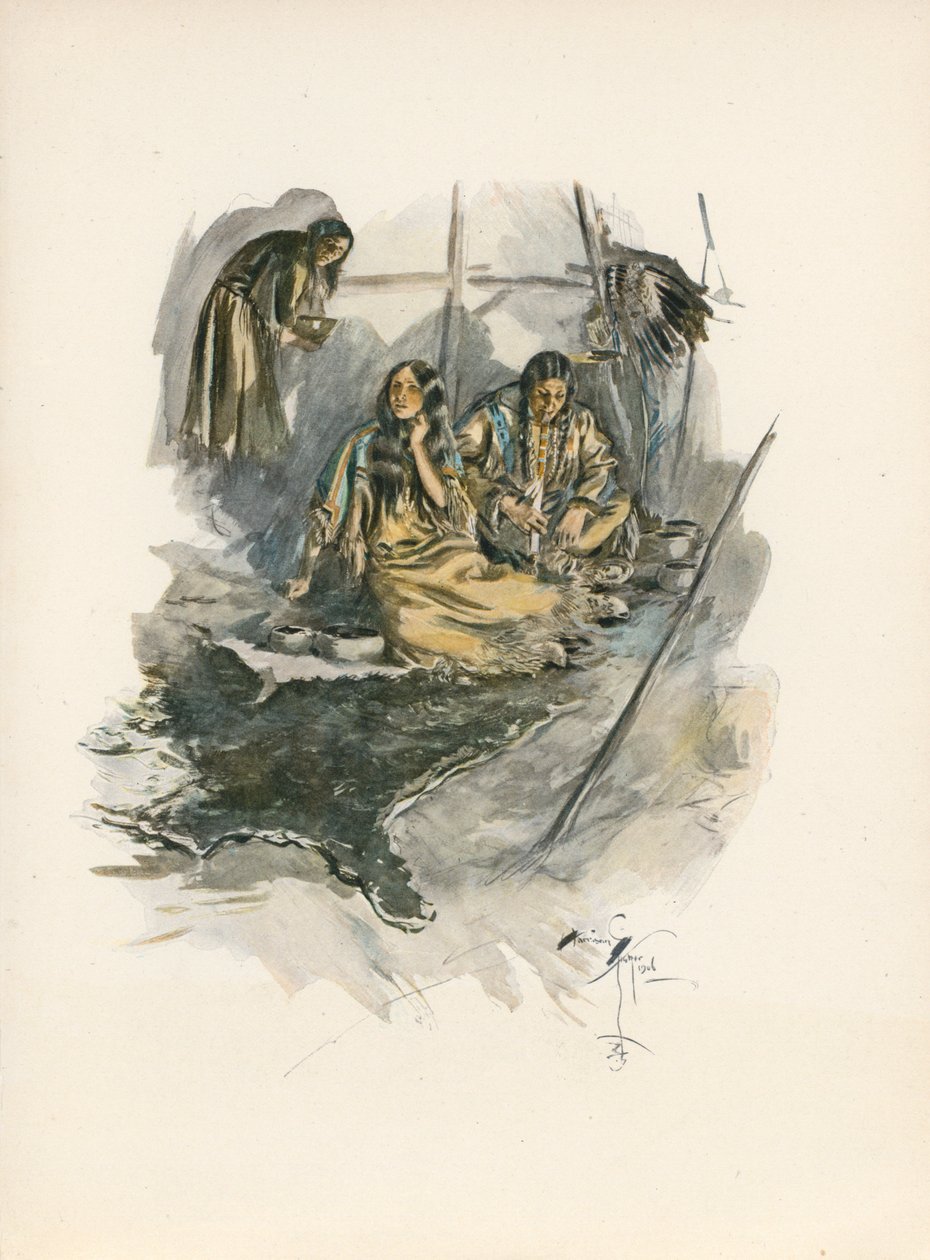 Longfellowova Píseň o Hiawathovi (barevná litografie) od Harrison Fisher