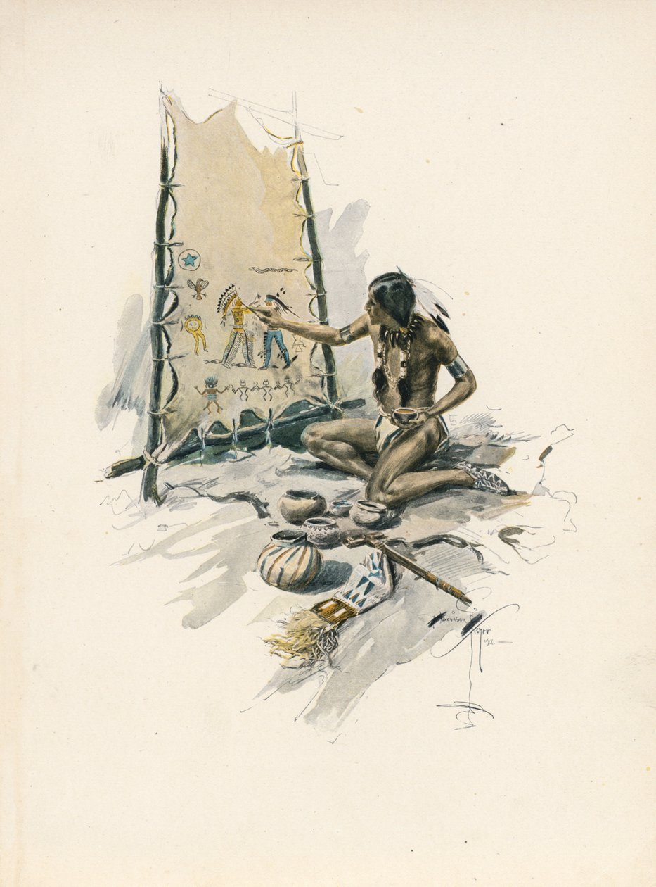 Longfellowova Píseň o Hiawathovi (barevná litografie) od Harrison Fisher