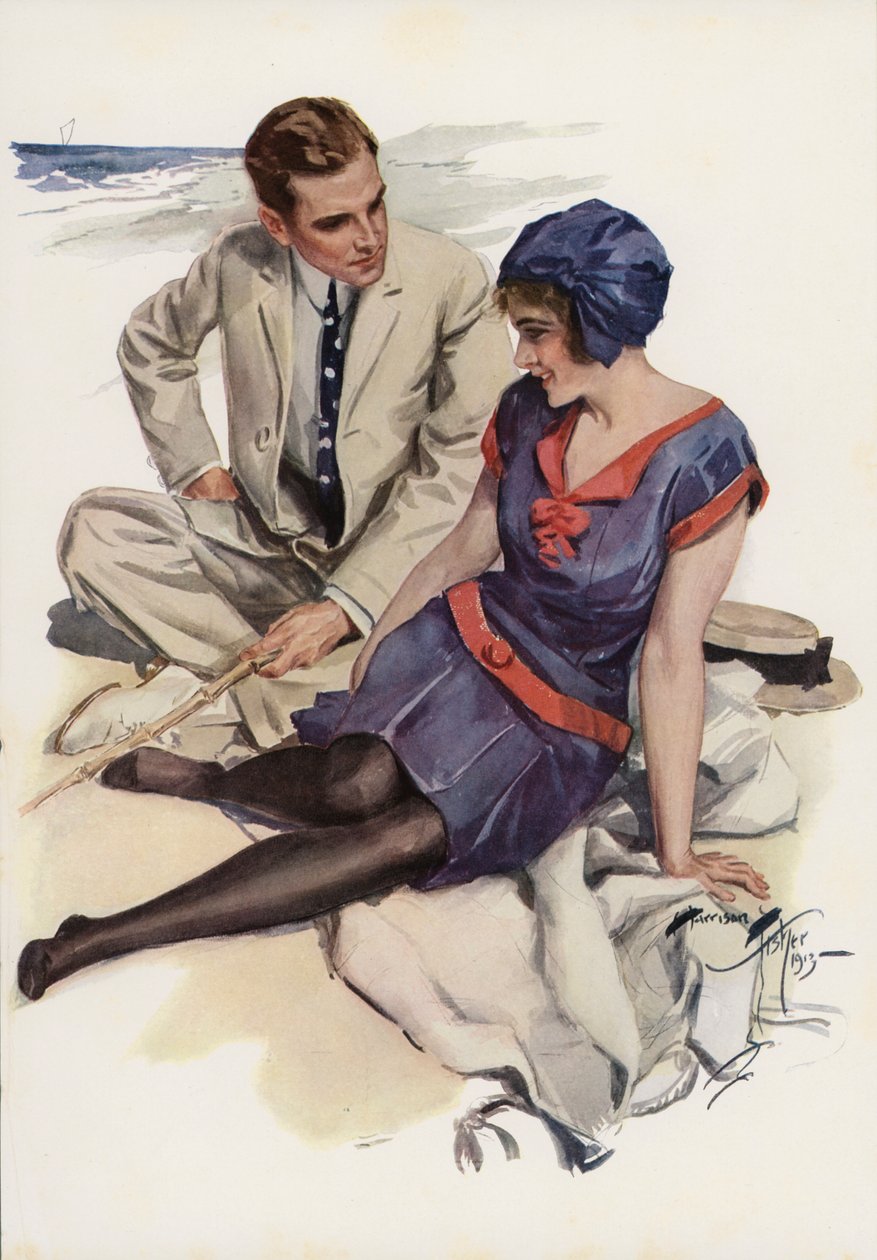 The Passing of the Summer Girl (barevná litografie) od Harrison Fisher