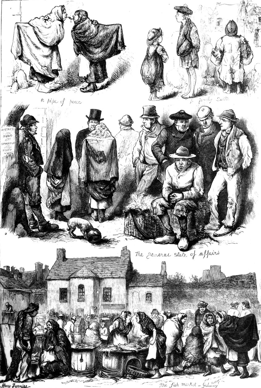 Sketches at Galway, ilustrace z „The Illustrated London News“, 1880 od Harry Furniss