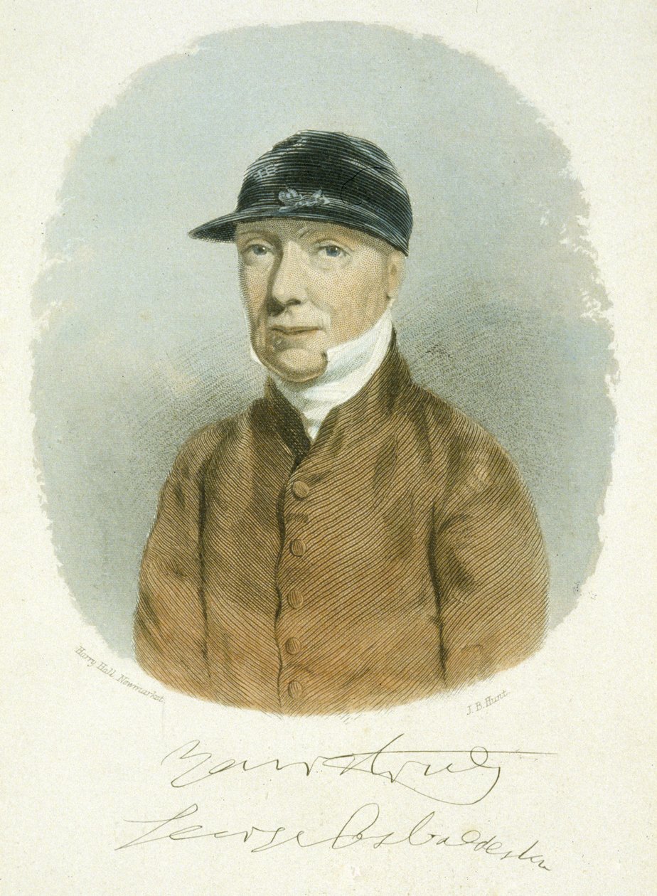 George Osbaldeston (1787-1866) 1866, ryl J. B. Hunt (barevná akvatinta) od Harry (after) Hall