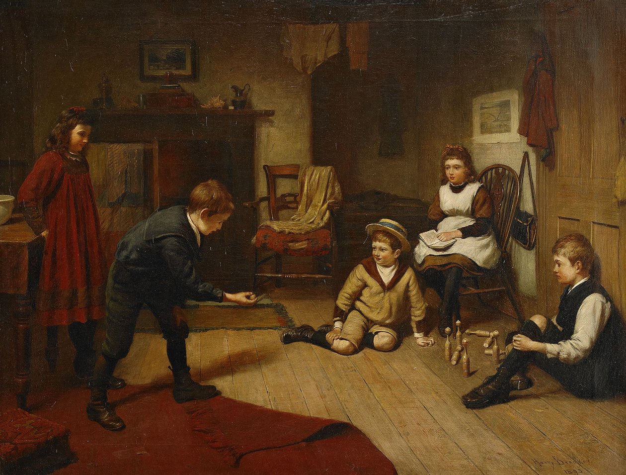 Děti si hrají v interiéru, 1893 od Harry Brooker