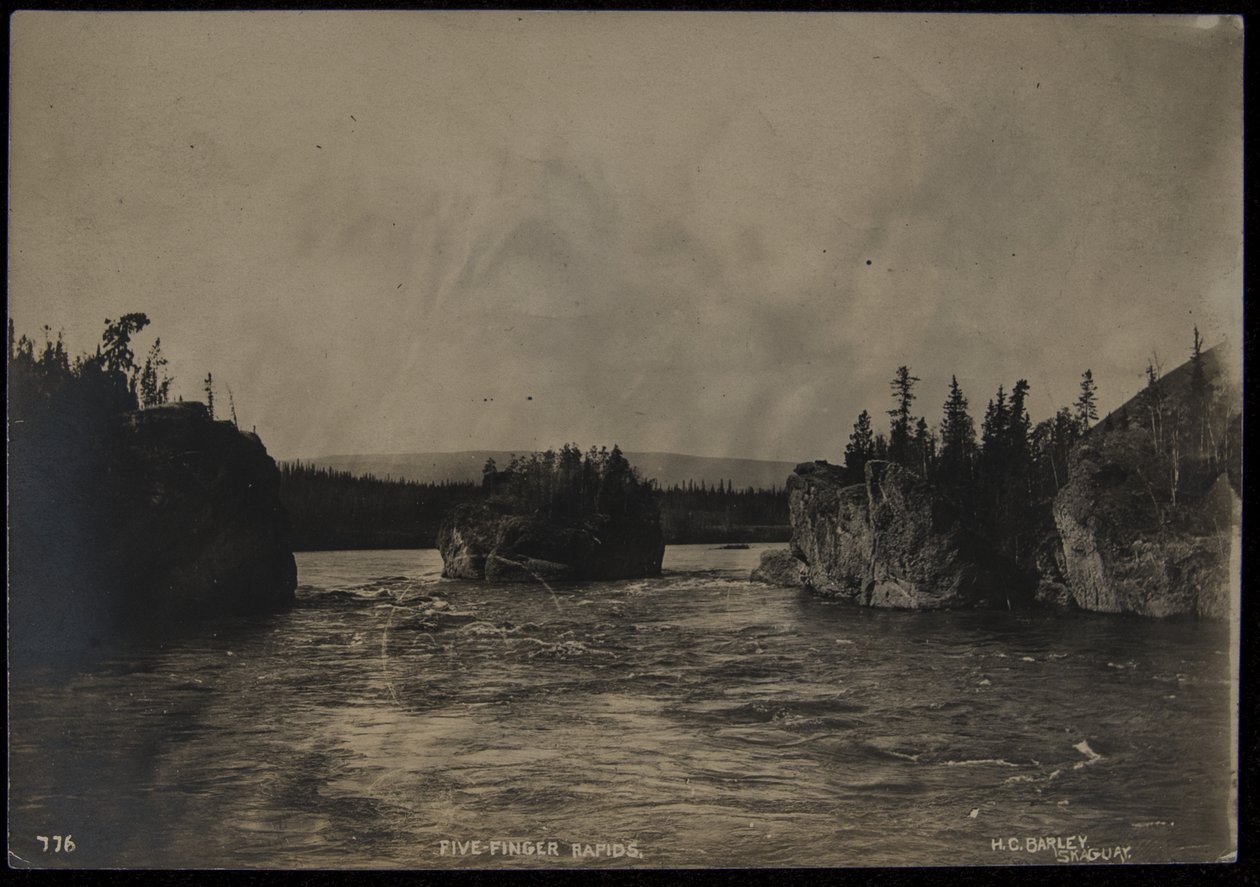 Five Fingers Rapids, fotograf, H.C. Ječmen, Skagway, nedatováno (č/b foto) od Harry C. Barley