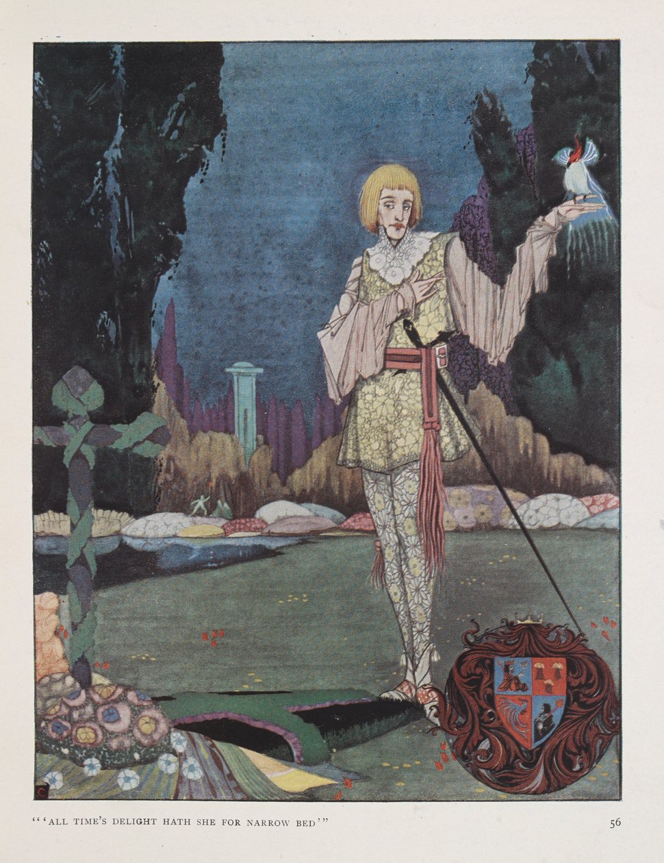 "Veškerou radost má z úzké červené." Ilustrace k písni šíleného prince od Waltera de la Mare. od Harry Clarke