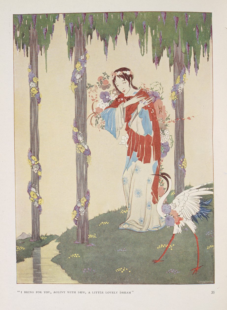 Cradle-Song. "Přináším pro tebe, třpytící se rosou,   malý krásný sen" od Harry Clarke