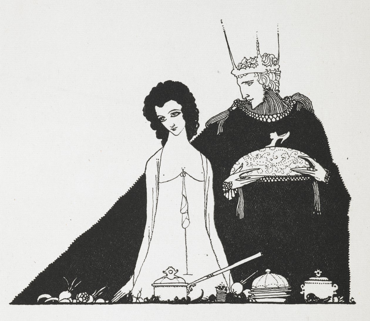 Ilustrace k příběhu „Popelka; nebo malá skleněná bačkora“. od Harry Clarke