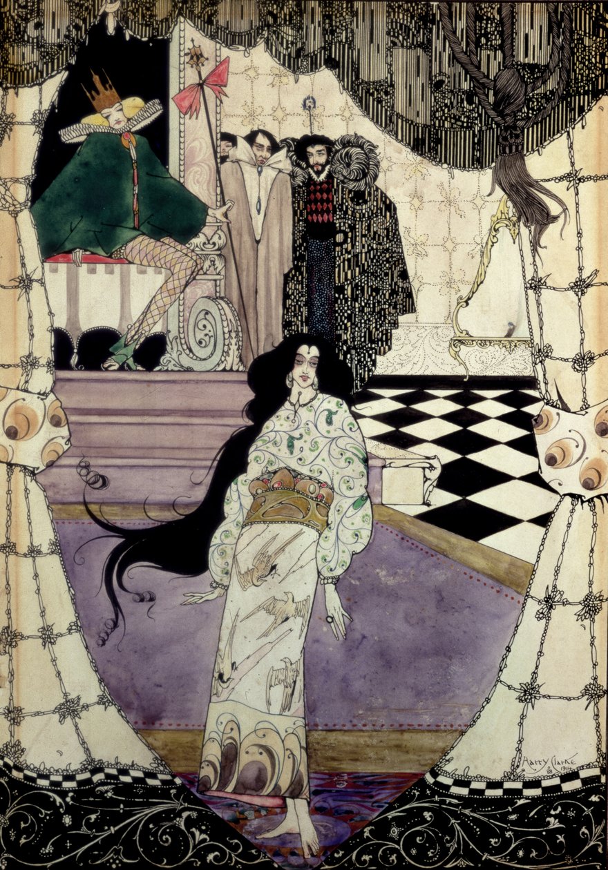 Ilustrace z Malé mořské víly, 1914 (wc, pero a inkoust) od Harry Clarke
