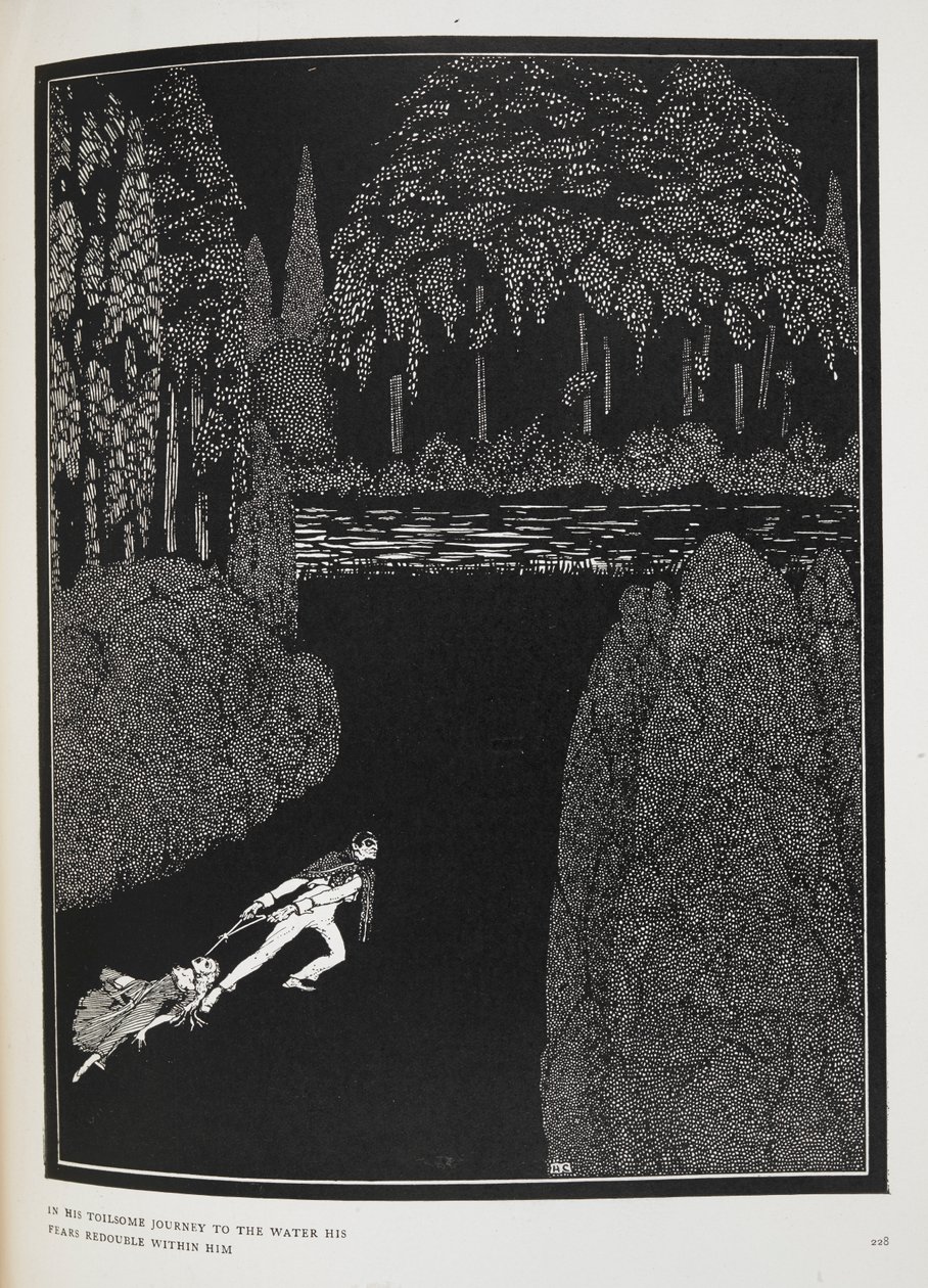 Na jeho namáhavé cestě k vodě se s ním jeho obavy zdvojnásobily. Ilustrace k příběhu 