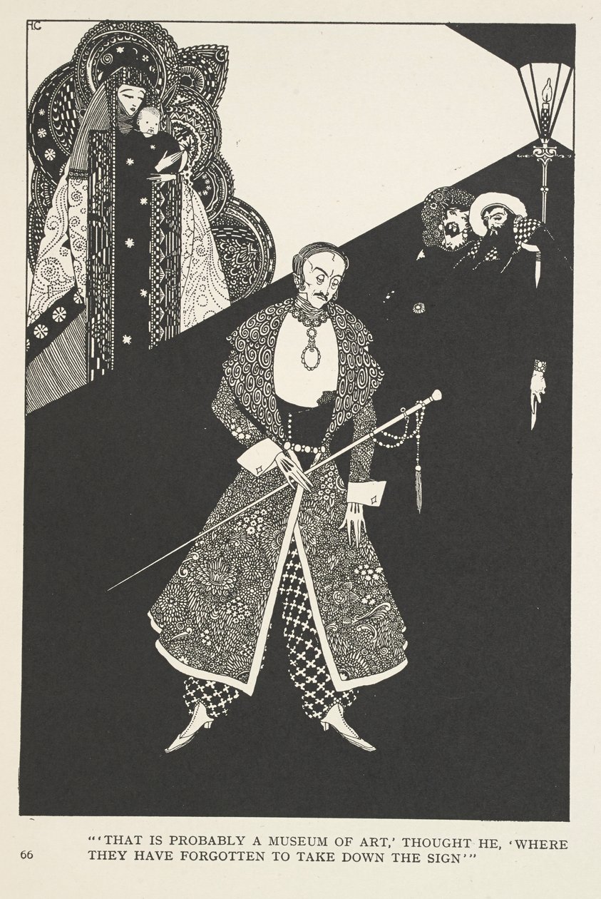 Galoše štěstí. "To je pravděpodobně muzeum umění," pomyslel si, "kde zapomněli sundat nápis." od Harry Clarke