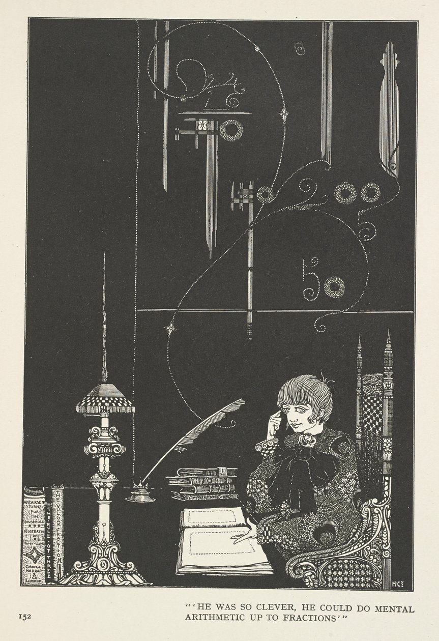Lumikuningatar. Hän oli niin älykäs, että pystyi laskemaan mielessään murtolukuihin asti. od Harry Clarke