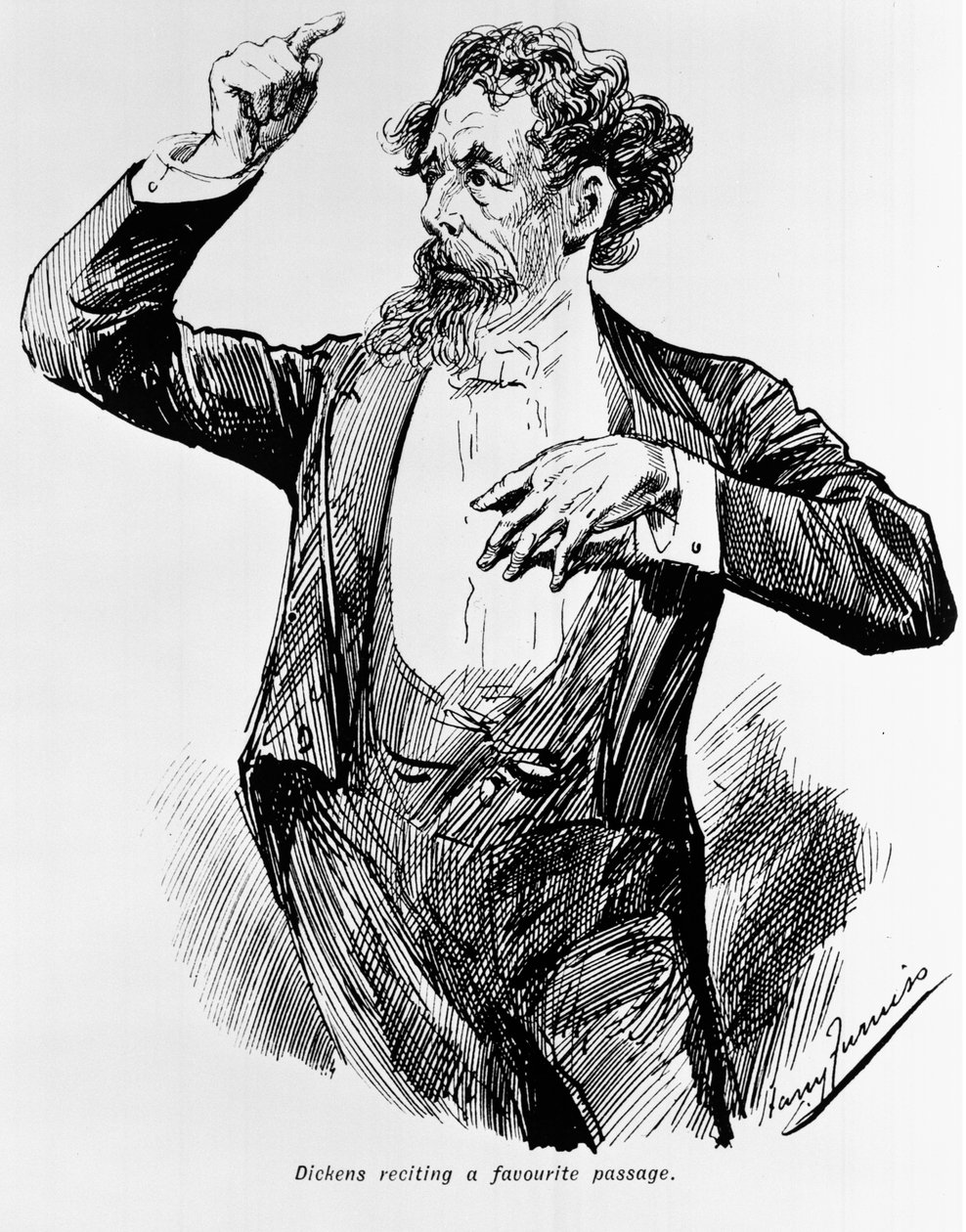 Dickens recituje svou oblíbenou pasáž, 1900 od Harry Furniss
