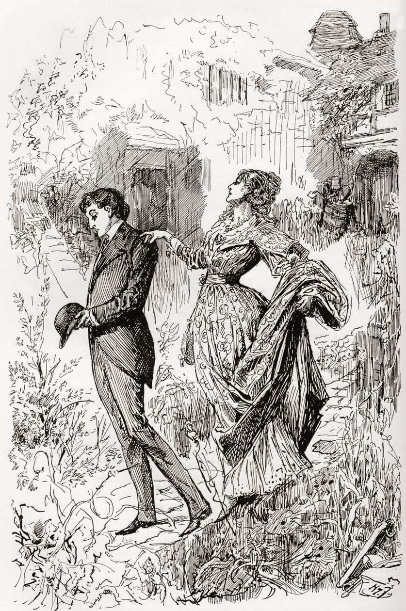 Estella a Pip v zahradě slečny Havishamové. " od Harry Furniss