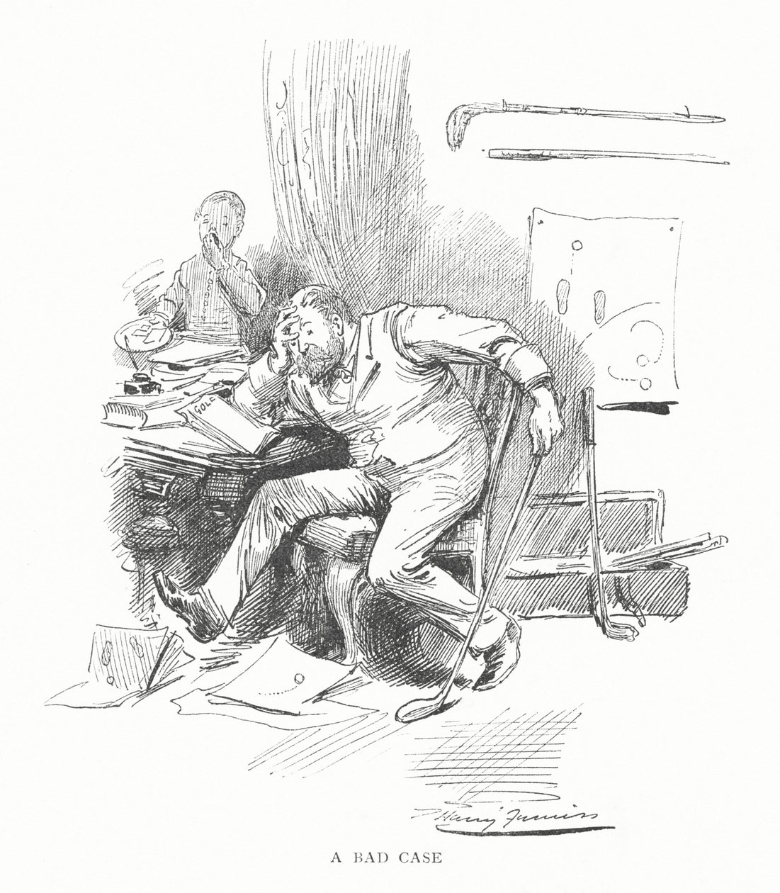 Golf: špatný případ (litho) od Harry Furniss