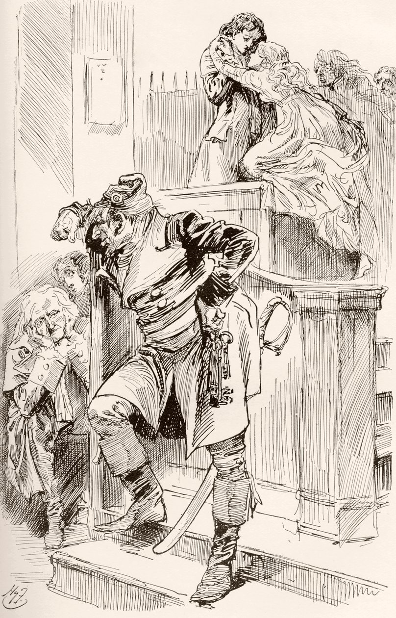 Ilustrace k románu Charlese Dickense Příběh dvou měst od Harry Furniss