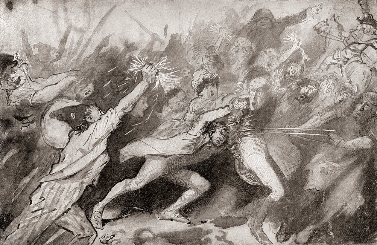 Ilustrace k románu Charlese Dickense Příběh dvou měst od Harry Furniss