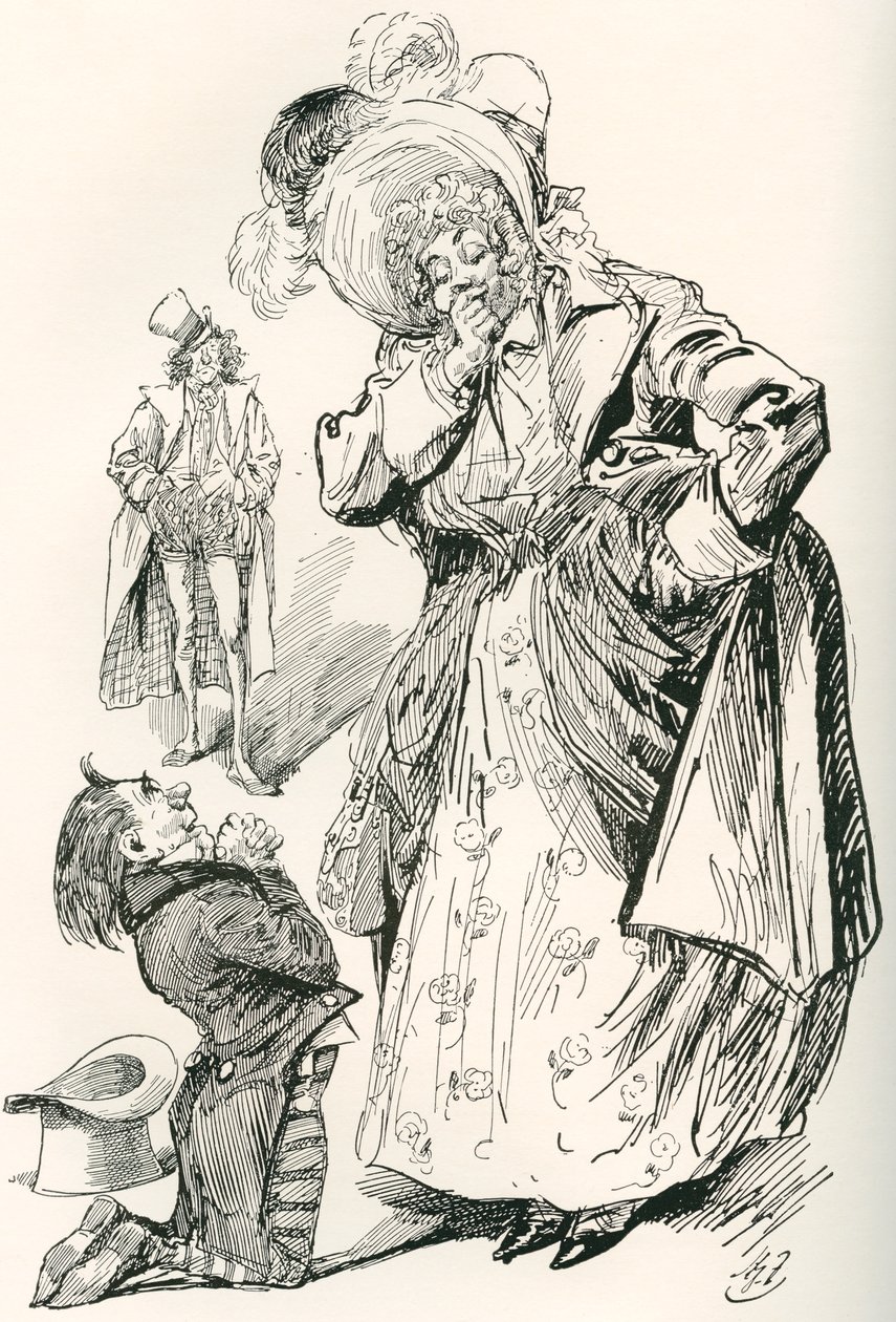 Major Tpschoffki. Ilustrace Harryho Furnisse pro vánoční příběh Charlese Dickense Going Into Society z The Testimonial Edition, vydaného v roce 1910. od Harry Furniss