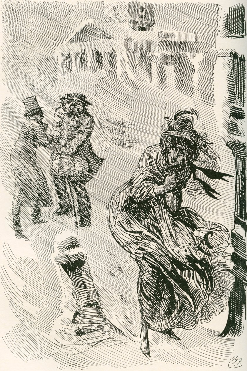 Martha Poutnice. Ilustrace Harryho Furnisse k románu Charlese Dickense David Copperfield z The Testimonial Edition, vydaném v roce 1910. od Harry Furniss