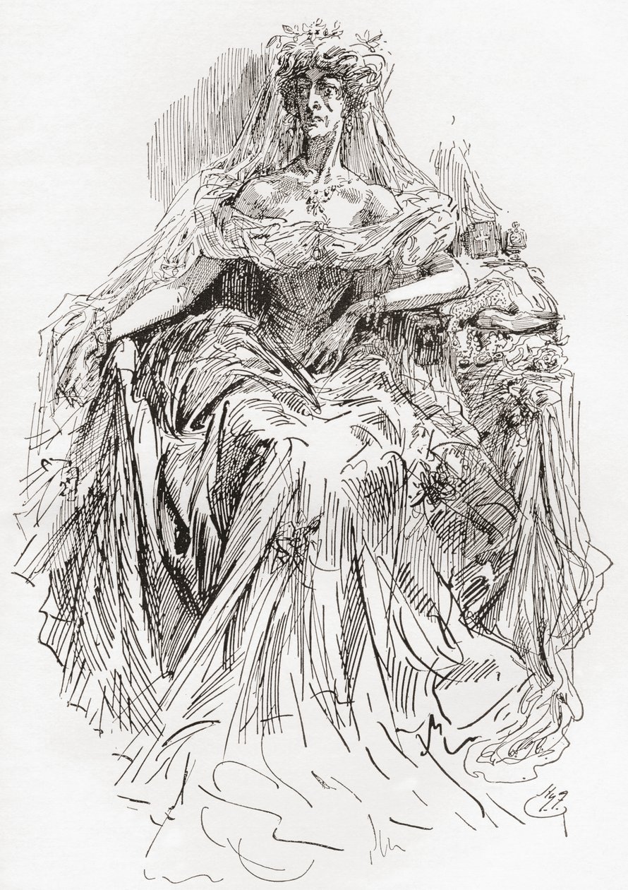 Slečna Havisham (rytina) od Harry Furniss