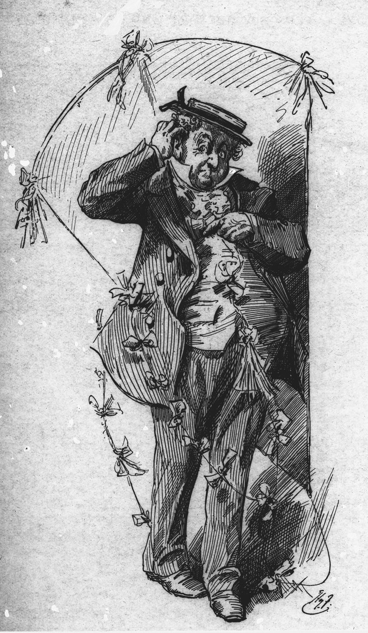 Pan Dick se svým drakem z filmu „David Copperfield“ od Charlese Dickense od Harry Furniss