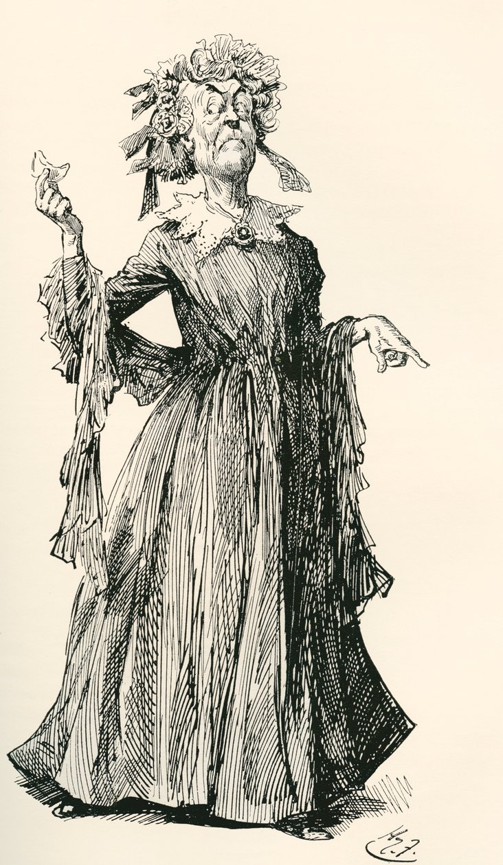 Teta pana F.. Ilustrace Harryho Furnisase pro román Charlese Dickense Little Dorrit, z vydání, publikoval 1910. od Harry Furniss