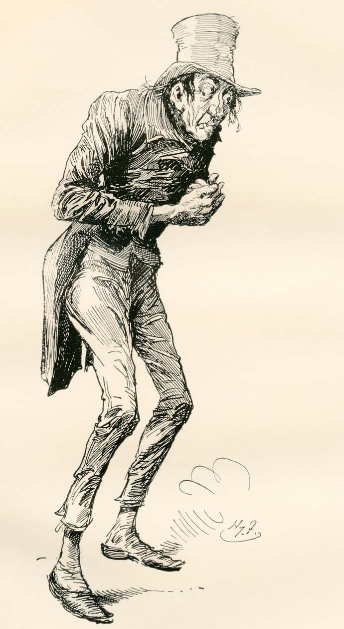 Newman Noggs. Ilustrace Harryho Furnisse k románu Charlese Dickense Nicholas Nickleby z The Testimonial Edition, vydaném v roce 1910. od Harry Furniss