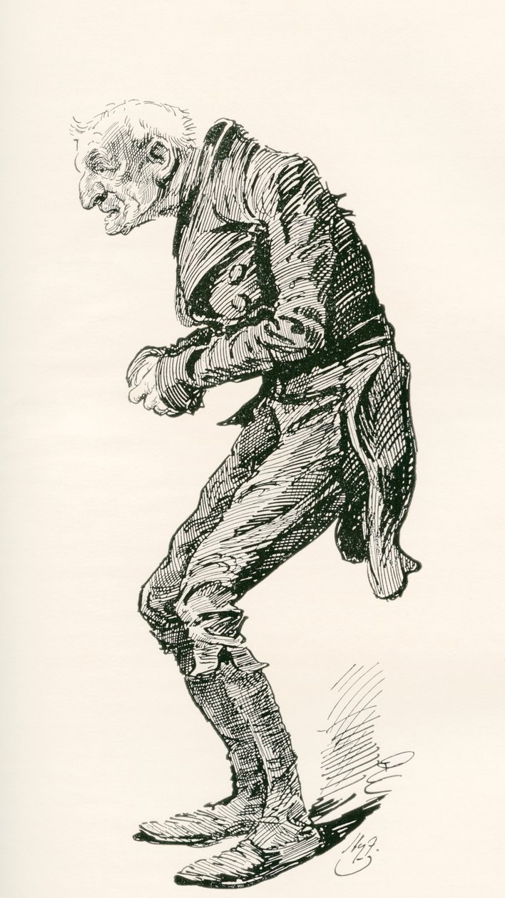 Starý Chuffey. Ilustrace Harryho Furnisse k románu Charlese Dickense Martin Chuzzlewit z The Testimonial Edition, vydaného v roce 1910. od Harry Furniss