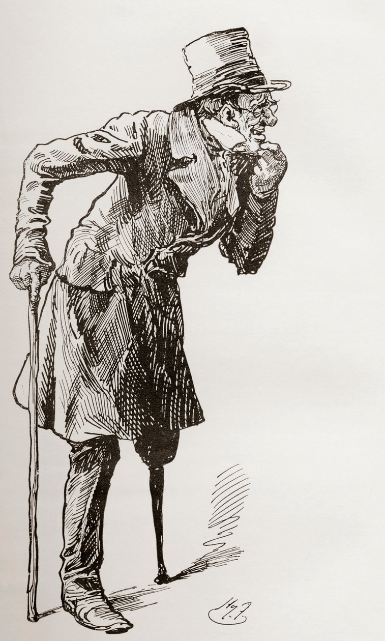 Silas Wegg na cestě k altánu od Harry Furniss