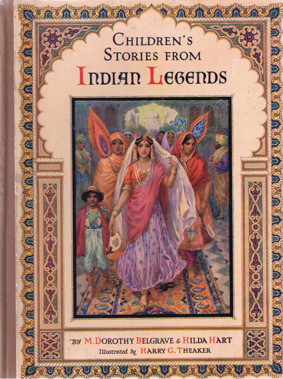 Přední strana obálky, ilustrace z knihy "Dětské příběhy z indiánských legend", cca 30. léta 20. století (barevná litografie) od Harry George Theaker