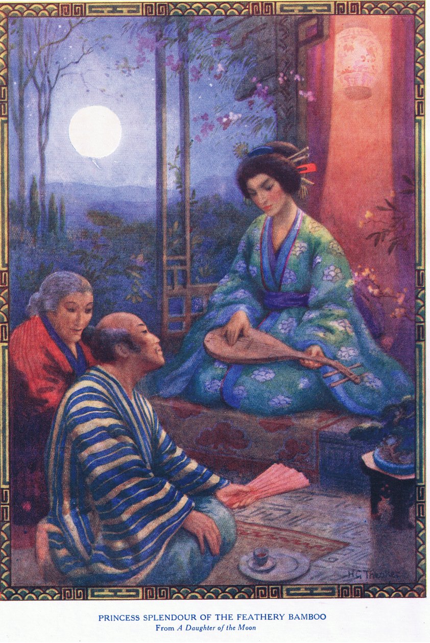 Princess Splendour of the feathery bamboo (from Daughter of the Moon) (litografie) od Harry George Theaker