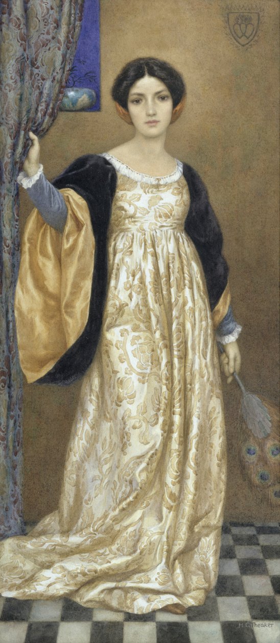 Stojící žena, asi 1905 (akvarel a kvaš na papíře) od Harry George Theaker