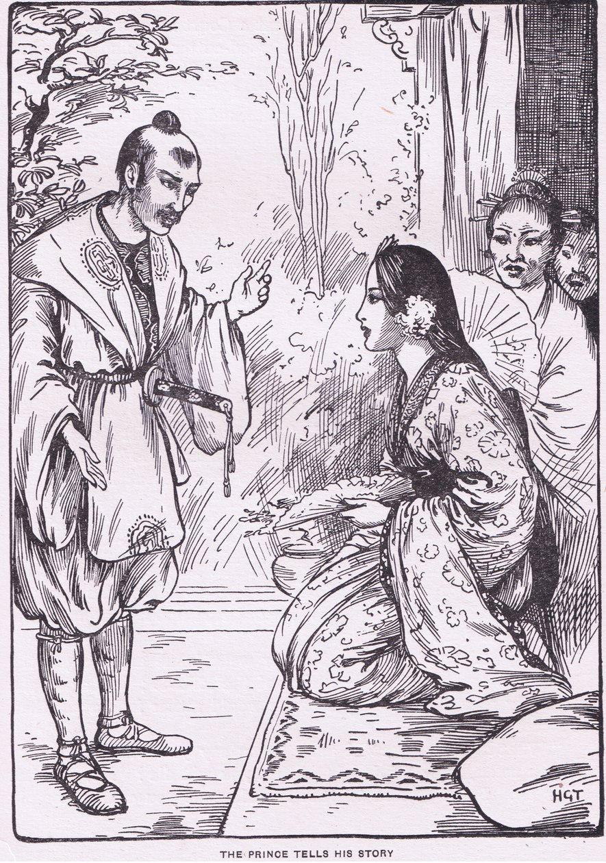 Princ vypráví svůj příběh (z knihy Dcera měsíce) (litografie) od Harry George Theaker