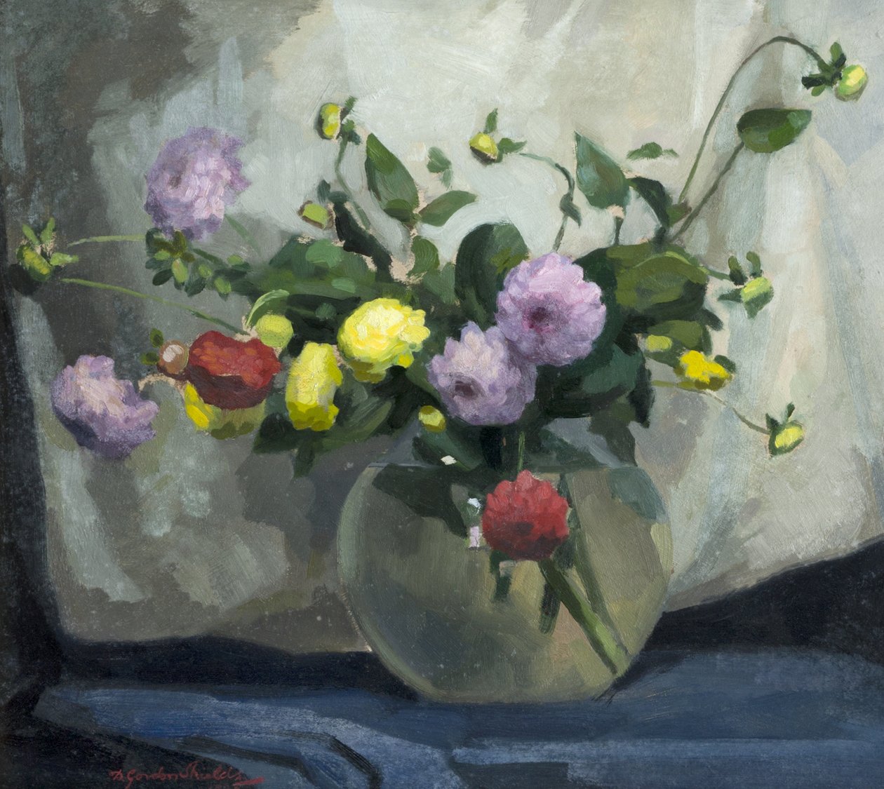 Zátiší, Pompom Dahlias od Harry Gordon Shields